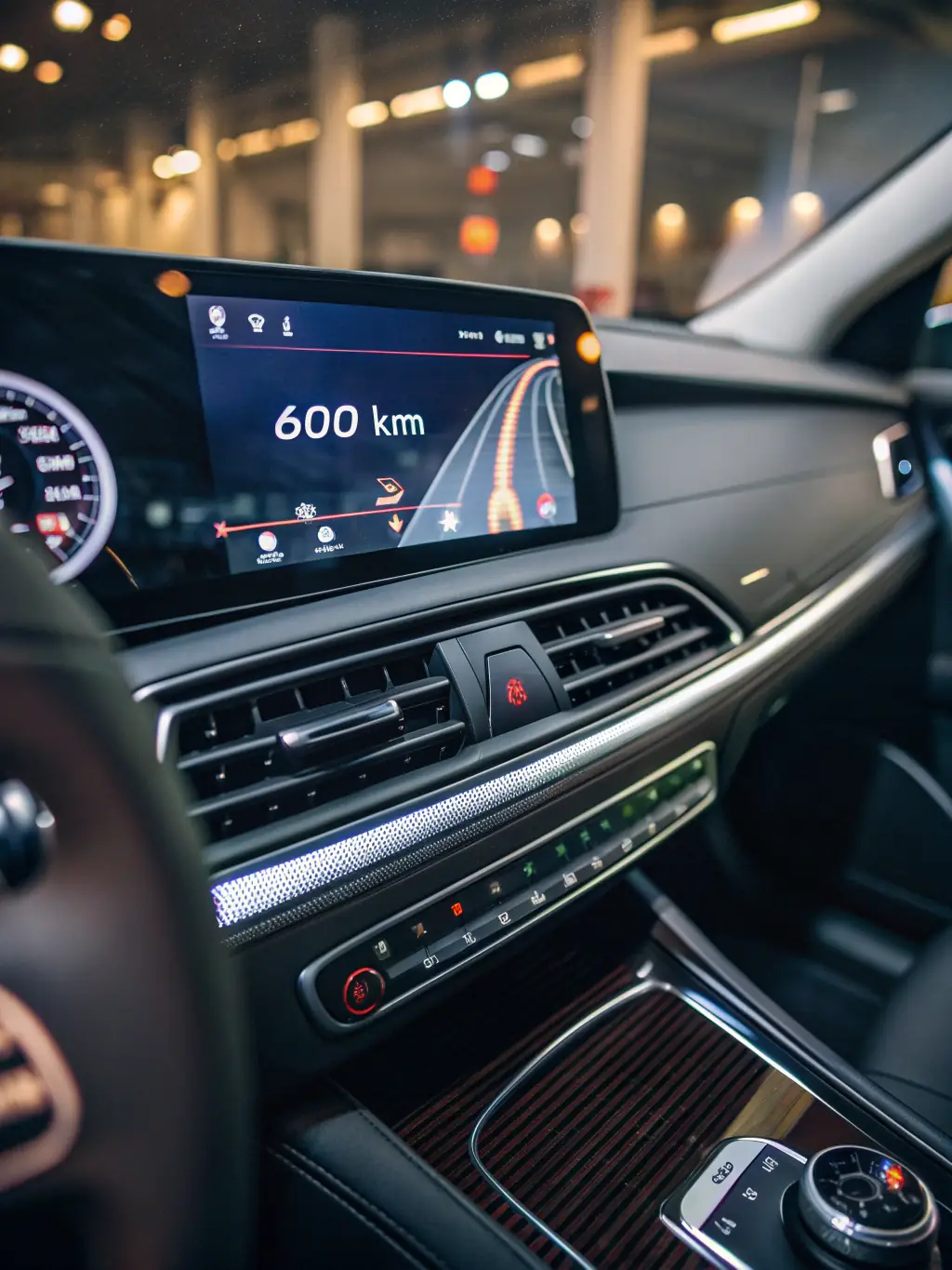 A detailed shot of the 2017 Ford Escape SE's dashboard, highlighting its infotainment system, climate controls, and driver-assistance features, set in a modern interior.